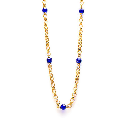 Lontai ketting met  met blauwe ingi boka kralen | Surinaamse ketting | Surinaamse sieraden