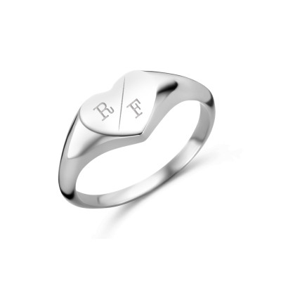 zegelring hart initialen | Letter ring | Gravure ring | graveren ring